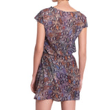 MARION short dress, printed chiffon cover up by ALMA swimwear – back view