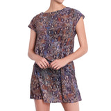 MARION short dress, printed chiffon cover up by ALMA swimwear – front view 1