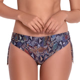 MARION adjustable panty, printed bikini bottom by ALMA swimwear – front view 2