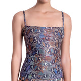 MARION maillot tankini, printed top by ALMA swimwear – front view 2