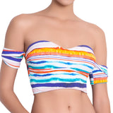 AUDREY bandeau bra, printed bikini top by ALMA swimwear – front view 3