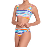 AUDREY medium rise panty, printed bikini bottom by ALMA swimwear – front view 1