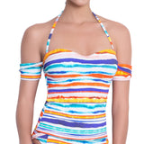 AUDREY bandeau tankini, printed top by ALMA swimwear – front view 3