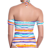 AUDREY bandeau tankini, printed top by ALMA swimwear – back view