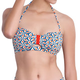 BÉRÉNICE bandeau bra, printed bikini top by ALMA swimwear – front view 3