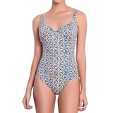 BÉRÉNICE underwired one piece, printed swimsuit by ALMA swimwear – front view 1