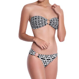 BRIGITTE accessorized panty, printed bikini bottom by ALMA swimwear – front view 1