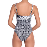 BRIGITTE bandeau one piece, printed swimsuit by ALMA swimwear – back view 1