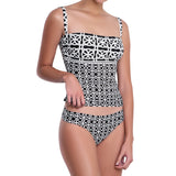 BRIGITTE bandeau tankini, printed top by french luxury swimwear brand: ALMA – front view 1