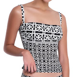 BRIGITTE bandeau tankini, printed top by ALMA swimwear – front view 3