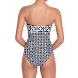 BRIGITTE bandeau one piece, printed swimsuit by ALMA swimwear – back view 2