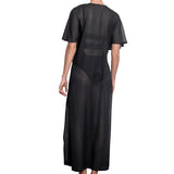 BRIGITTE long kaftan, black cover up by ALMA swimwear – back view