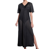BRIGITTE long kaftan, black cover up by ALMA swimwear – front view 2
