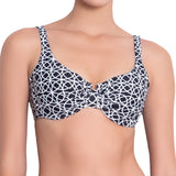 BRIGITTE underwired bra, printed bikini top by ALMA swimwear – front view 2
