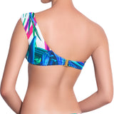 FANNY asymmetric bra, printed bikini top by ALMA swimwear – back view