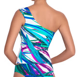 FANNY asymmetric tankini, printed top by ALMA swimwear – back view