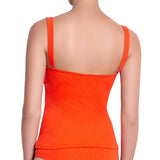 JULIETTE bandeau tankini, textured orange top by ALMA swimwear – back view