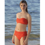 JULIETTE high rise panty, textured orange bikini bottom by french luxury swimwear brand: ALMA – lookbook 1