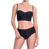 LÉA balconette bra, black bikini top by ALMA swimwear – front view 1