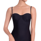 LÉA balconette tankini, black top by ALMA swimwear – front view 3