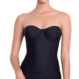 LÉA balconette tankini, black top by ALMA swimwear – front view 2