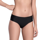 LÉA classic panty, solid black bikini bottom by ALMA swimwear – front view 2