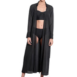 LÉA long shirtdress, black chiffon cover up by ALMA swimwear – front view 1