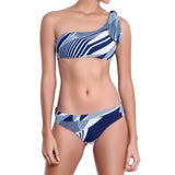 SOPHIE foldable belt panty, printed bikini bottom by ALMA swimwear – front view 1