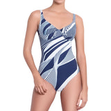 SOPHIE underwired one piece, printed swimsuit by ALMA swimwear – front view 1