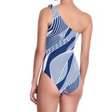 SOPHIE asymmetric one piece, printed swimsuit by ALMA swimwear – back view