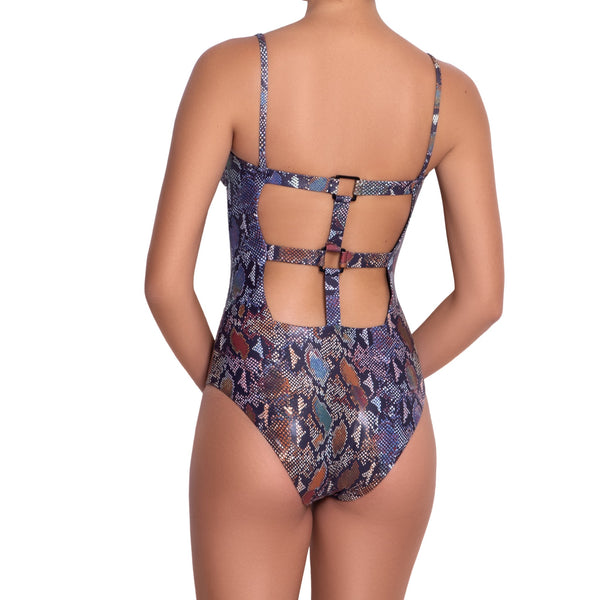MARION maillot one piece, printed swimsuit  by ALMA swimwear – back view 