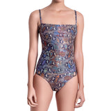 MARION maillot tankini, printed top by ALMA swimwear – front view 1