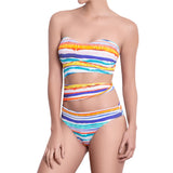 AUDREY asymmetric one piece, printed swimsuit by ALMA swimwear – front view 2