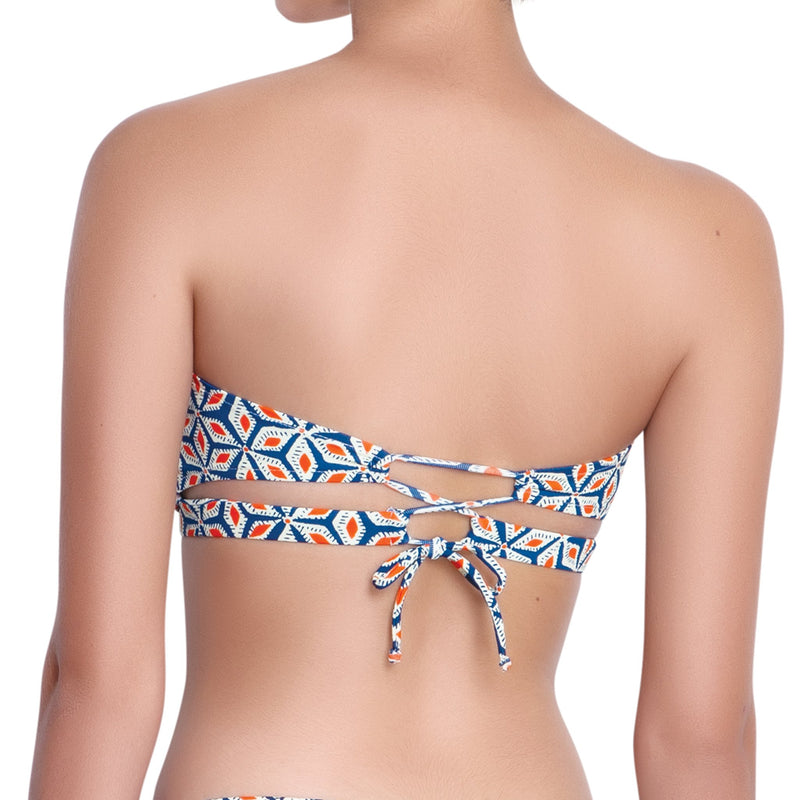 BÉRÉNICE bandeau bra, printed bikini top by ALMA swimwear – back view 