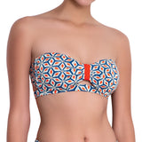 BÉRÉNICE bandeau bra, printed bikini top by ALMA swimwear – front view 2