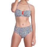 BÉRÉNICE bandeau bra, printed bikini top by ALMA swimwear – front view 1