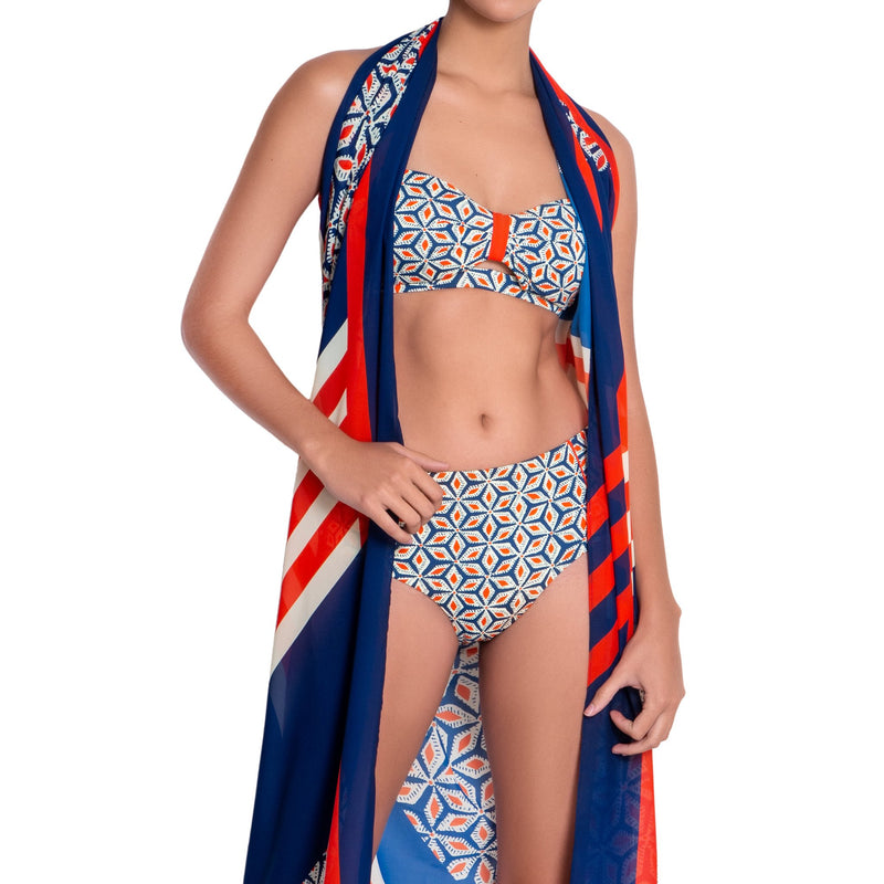 BÉRÉNICE printed pareo, cover up by ALMA swimwear – front view 1