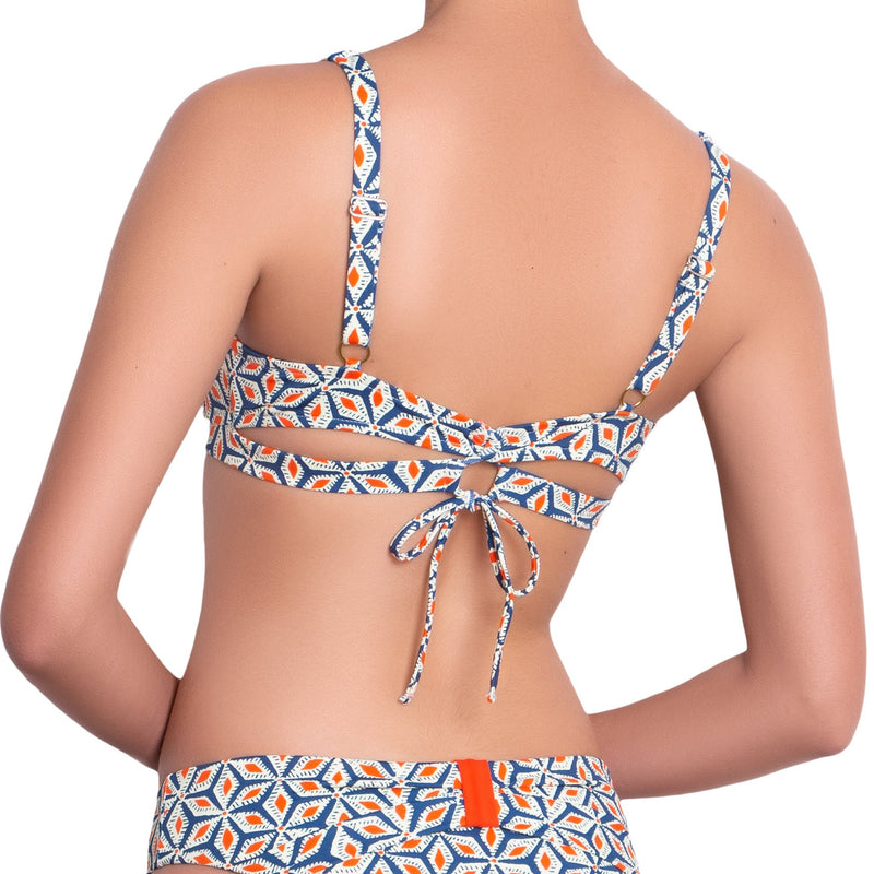 BÉRÉNICE bralette bra, printed bikini top by ALMA swimwear – back view view 
