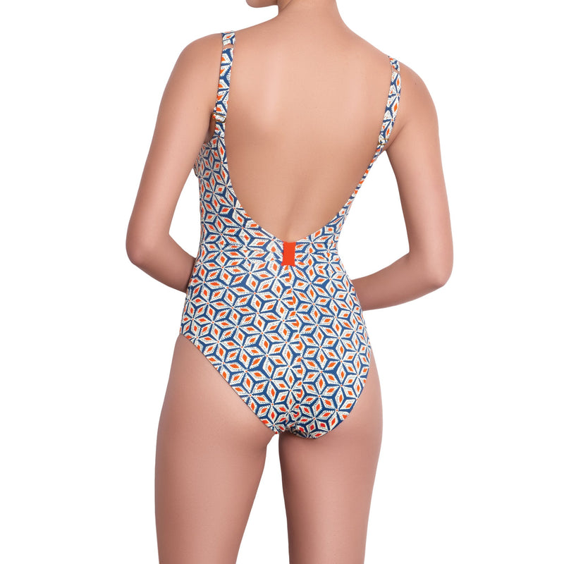 BÉRÉNICE underwired one piece, printed swimsuit by ALMA swimwear – back view 