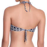 BRIGITTE accessorized bandeau bra, printed bikini top by ALMA swimwear – back view 