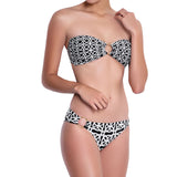 BRIGITTE accessorized bandeau bra, printed bikini top  by ALMA swimwear – front view 1