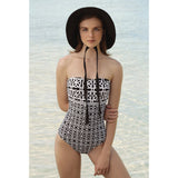 BRIGITTE bandeau one piece, printed swimsuit by french luxury swimwear brand:  ALMA – lookbook 1 