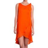 EVA crossed dress, orange chiffon cover up by ALMA swimwear - front view 2