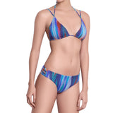 EVA triangle bra, textured printed  bikini top by french luxury swimwear brand:  ALMA – front view 1