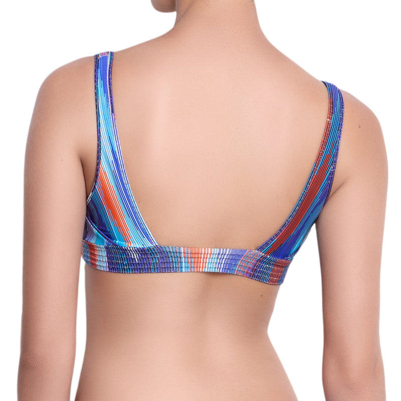 EVA v-neck bra, textured printed  bikini top by ALMA swimwear – back  view 