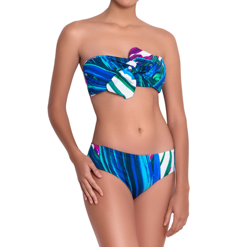 FANNY bandeau bra, printed bikini top by ALMA swimwear – front view 4