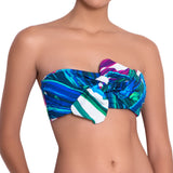 FANNY bandeau bra, printed bikini top by ALMA swimwear – front view 2