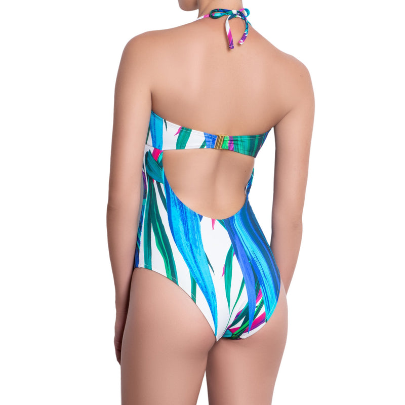 FANNY  bandeau one piece, printed swimsuit by ALMA swimwear – back view 
