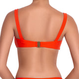 JULIETTE bandeau bra, textured orange bikini top by ALMA swimwear – back view 