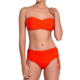 JULIETTE bandeau bra, textured orange bikini top by ALMA swimwear – front view 4